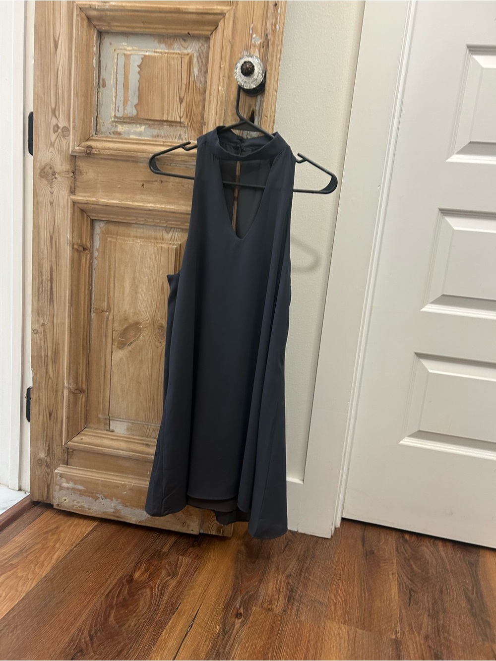 Olivaceous Sleeveless Keyhole Shift Dress - Charcoal